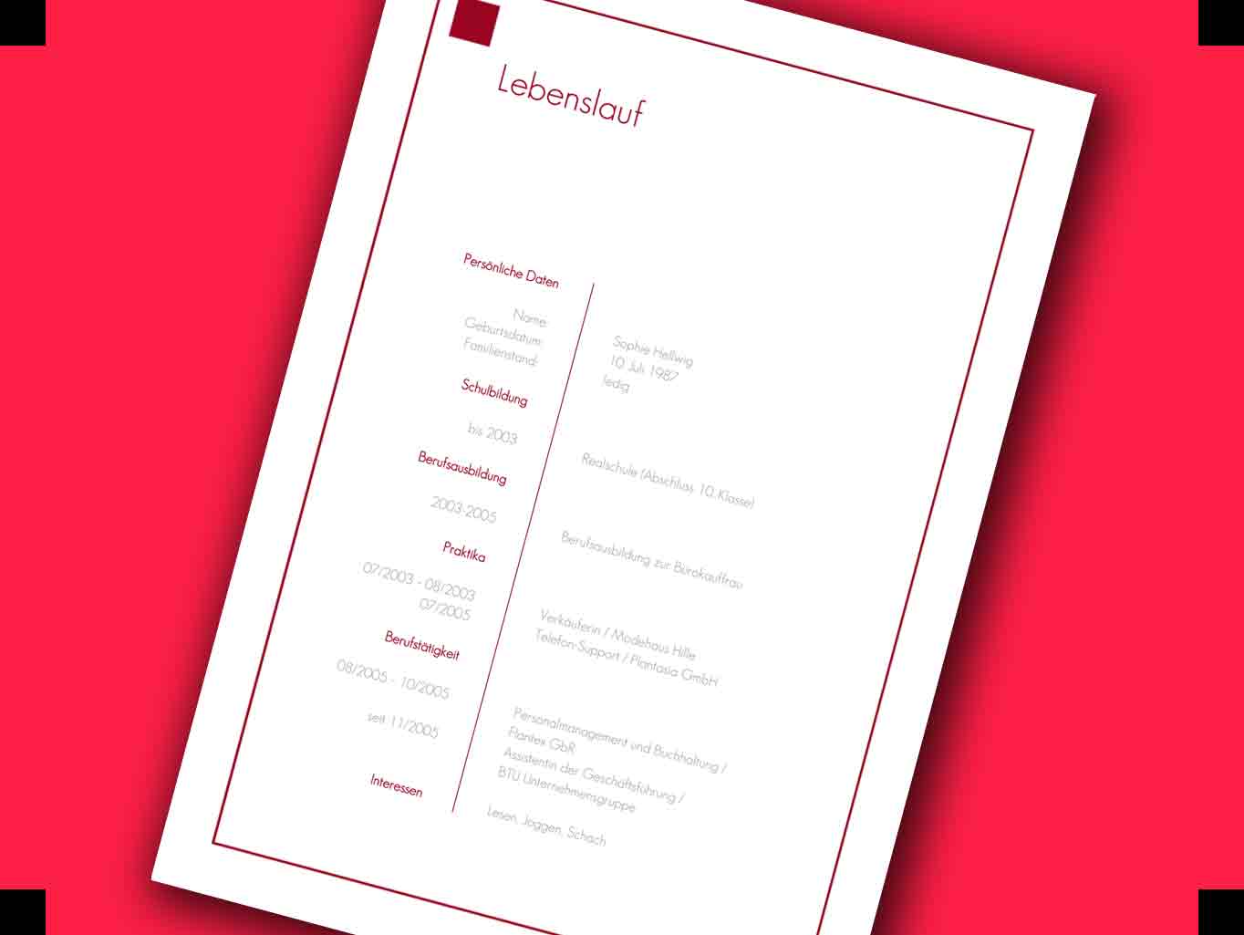 Lebenslauf schriftlich
