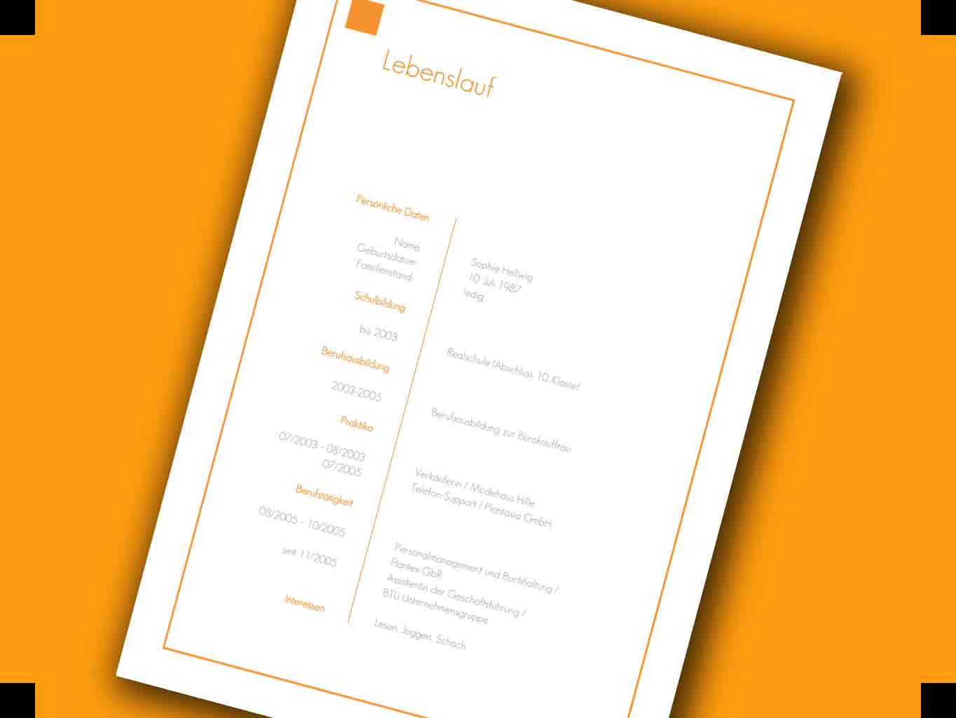 Lebenslauf Steckbrief