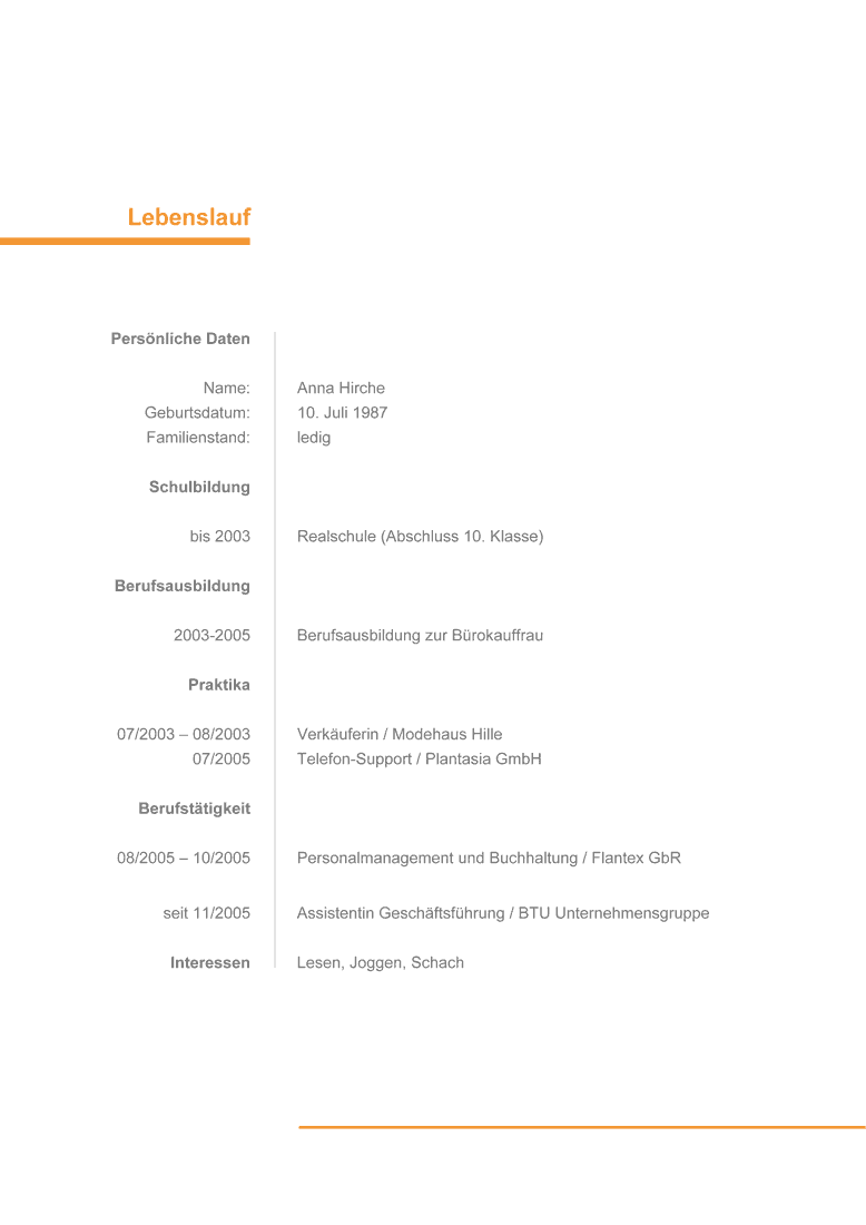 Lebenslauf Unterschrift