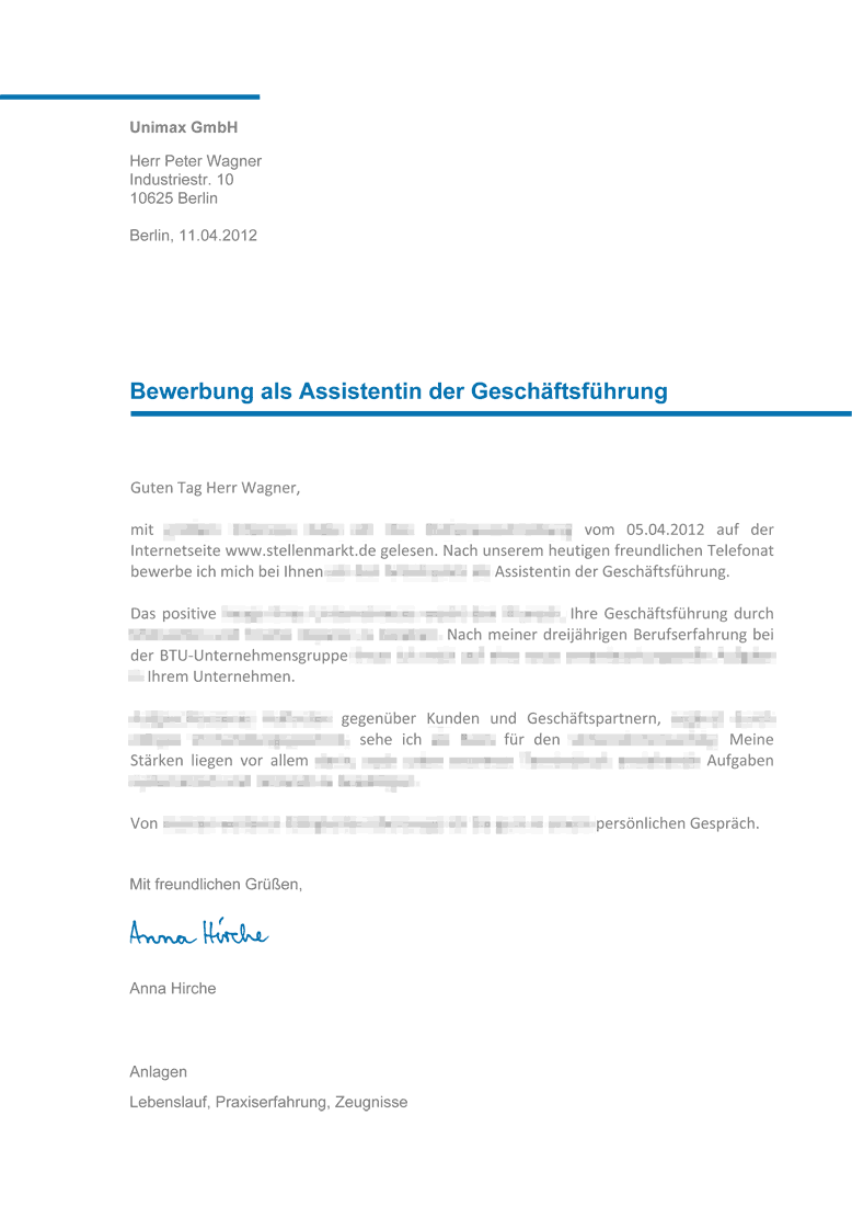Muster Anschreiben