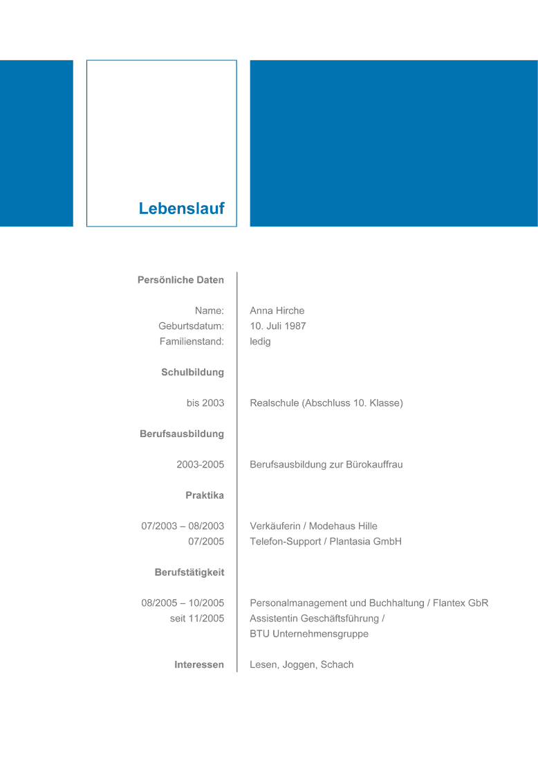Muster Bewerbung