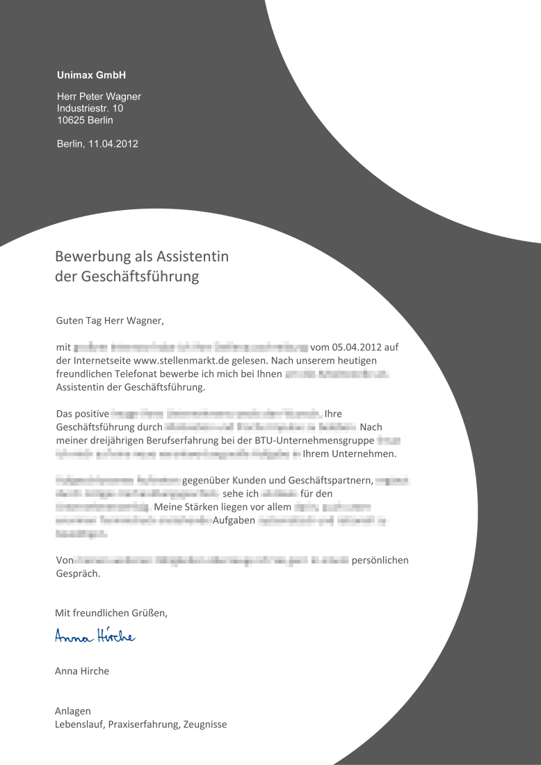 Muster Bewerbungsschreiben