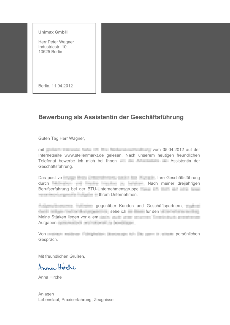 Muster für Bewerbungen