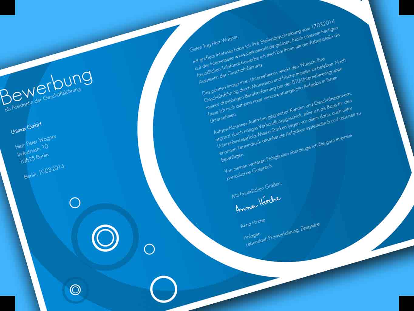 neue berufliche Herausforderung Bewerbung