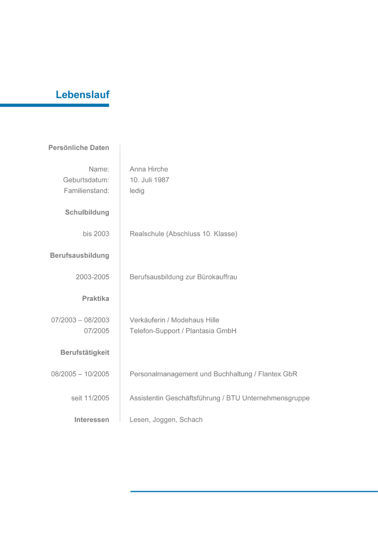 Vordrucke Bewerbung