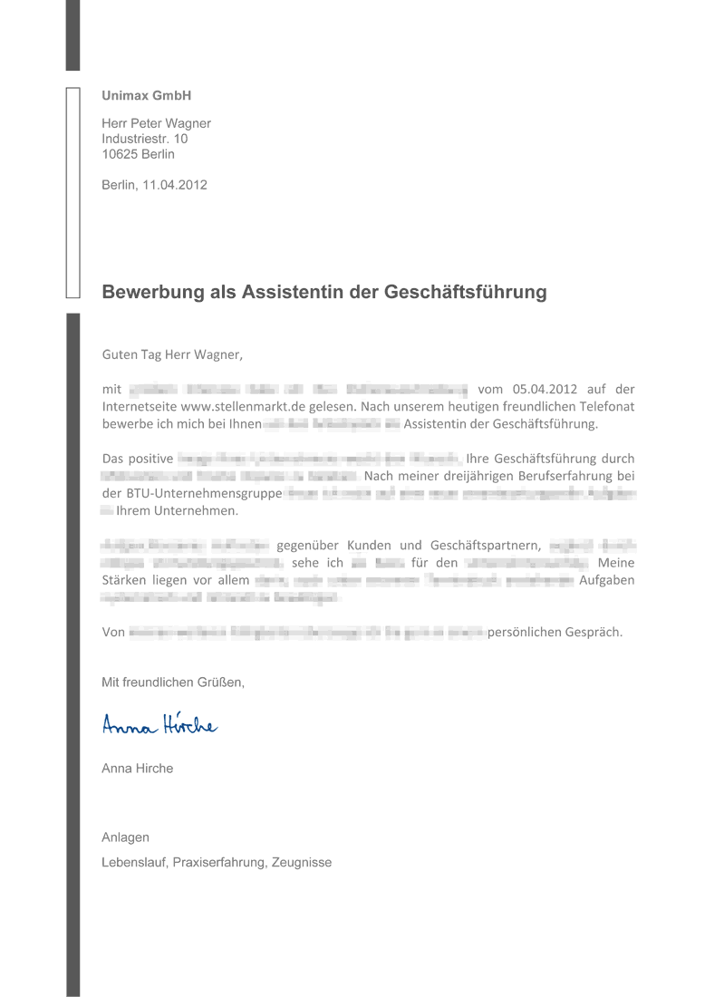 Vorlage Bewerbungsschreiben