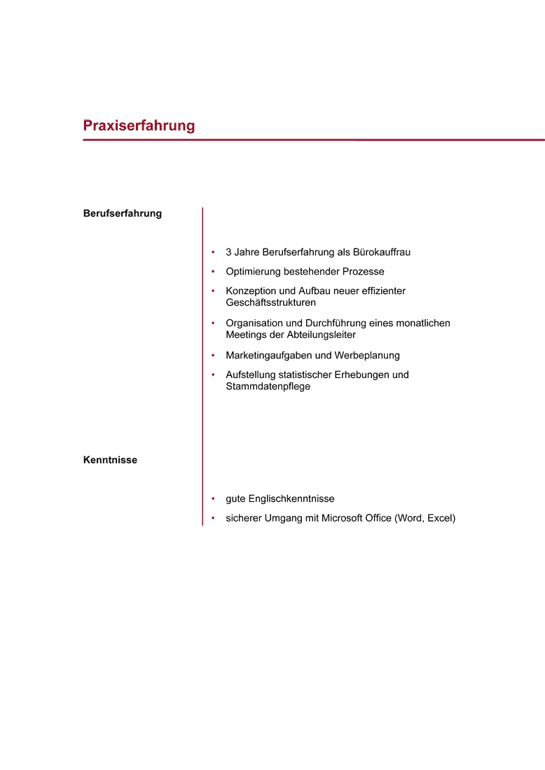 Vorlage für eine Bewerbung