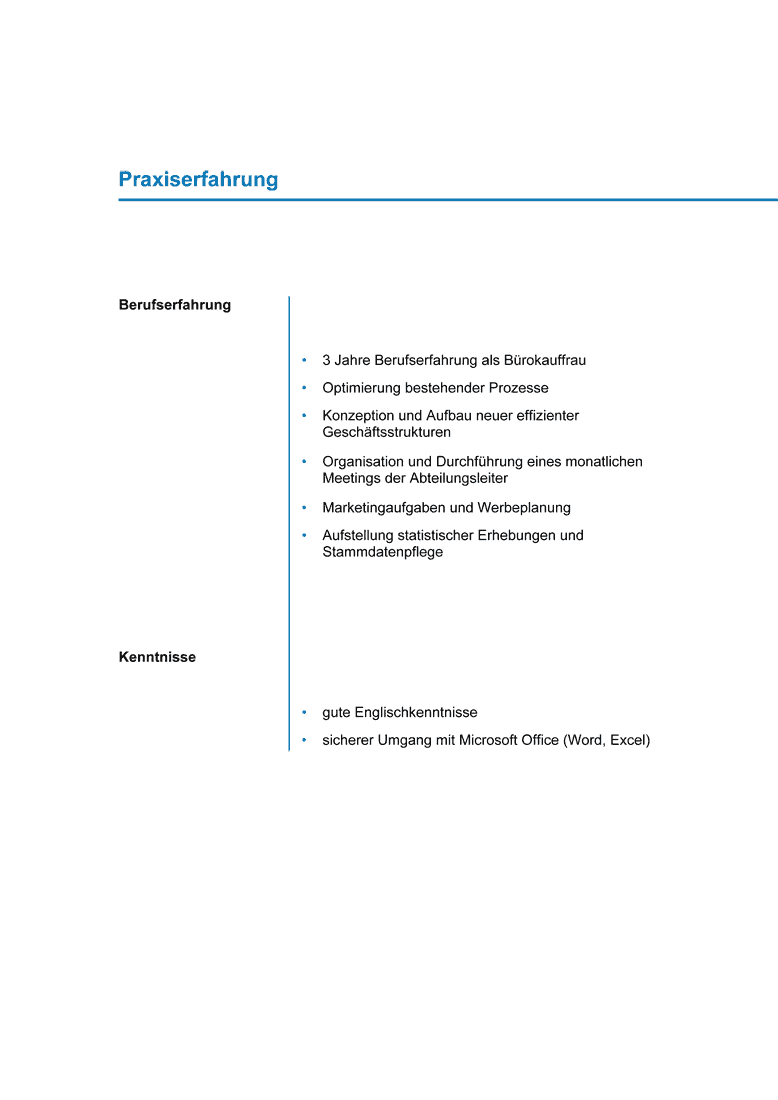 Vorlage zur Bewerbung