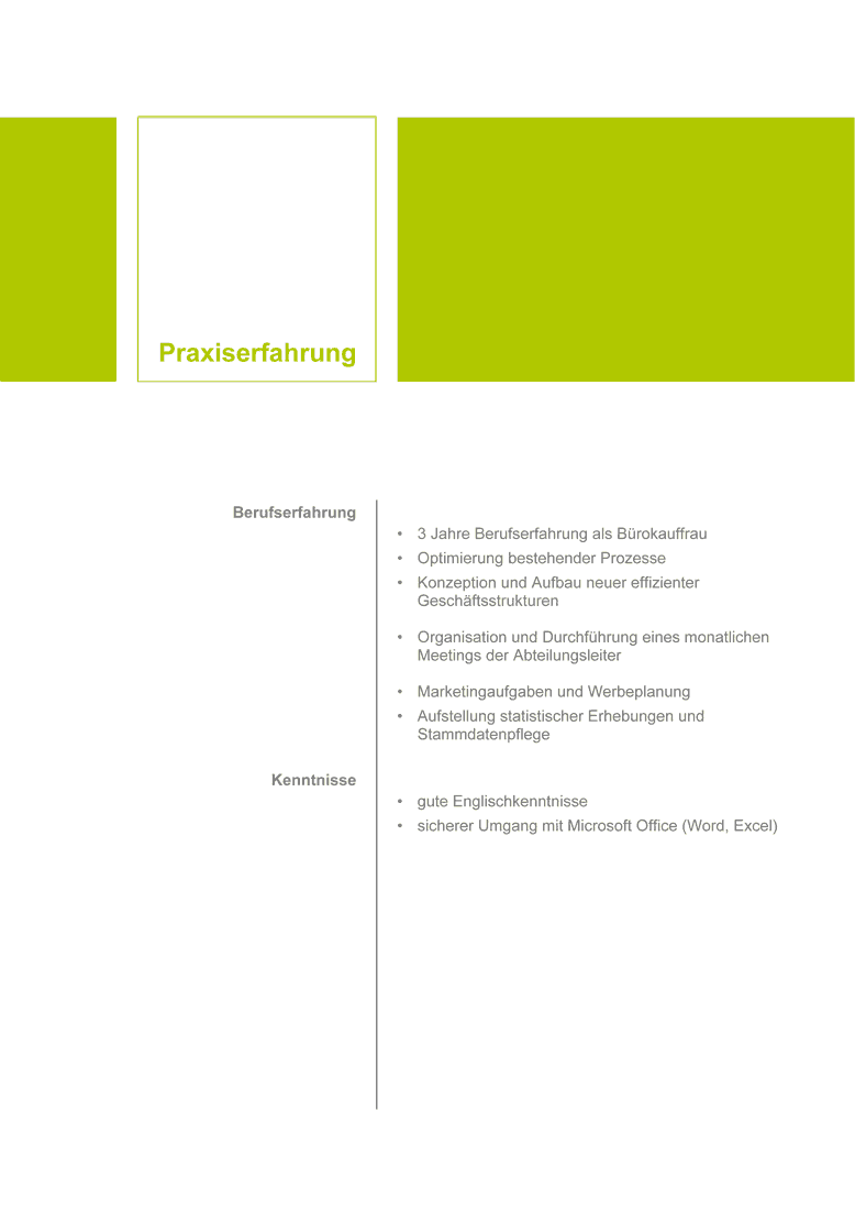 Vorlagen für Bewerbung
