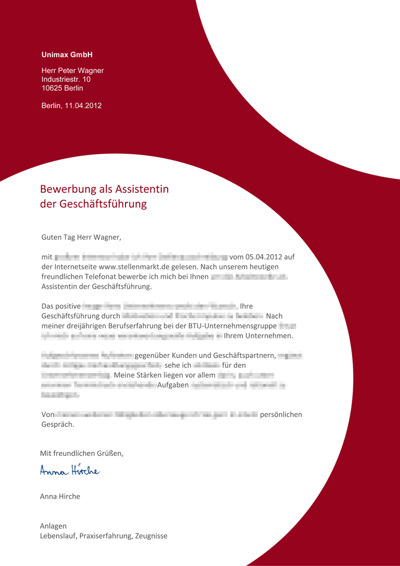 Vorlagen für Bewerbungsanschreiben