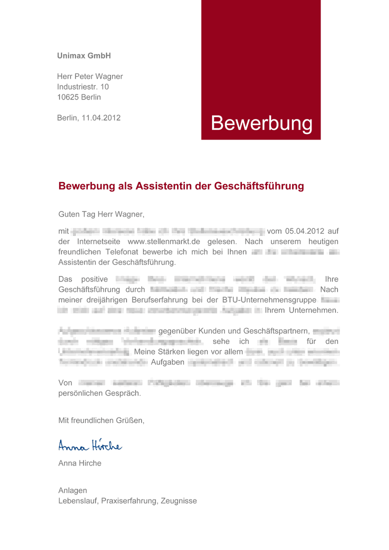 Vorlagen für Bewerbungsschreiben